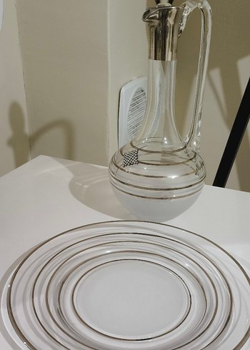 Gri Beyaz Çizgili Cam Vazo - Görsel 2