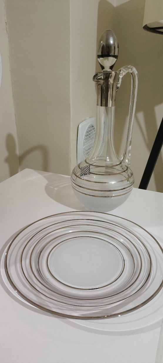 Gri Beyaz Çizgili Cam Vazo - Görsel 2