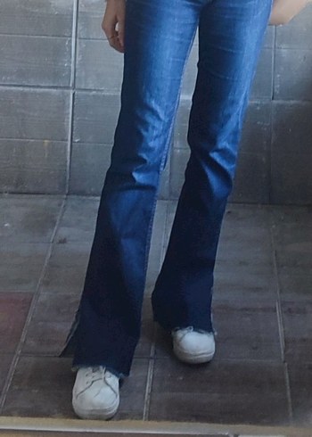 Mango ispanyol paça jean pantolon - Görsel 7