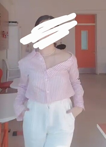m Beden pembe Renk Asimetrik gömlek
