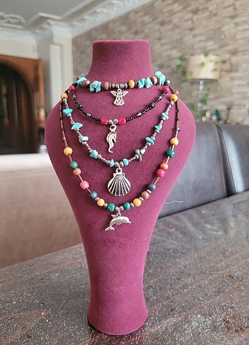 Tasarım kolyeler doğal kristal taş charm