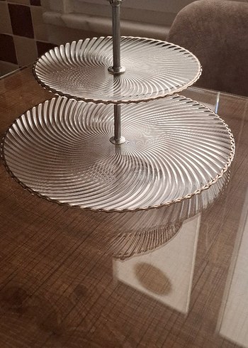 English Home Gri Yılan Desenli 2 Katlı Servis Tabağı