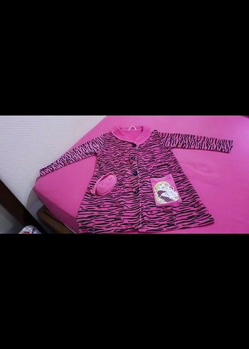5 Yaş Beden Kız Çocuk Zebra Desenli Pembe sabahlık