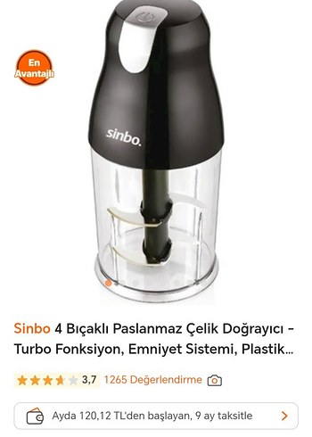 Sinbo Sinbo Siyah Doğrayıcı Blender