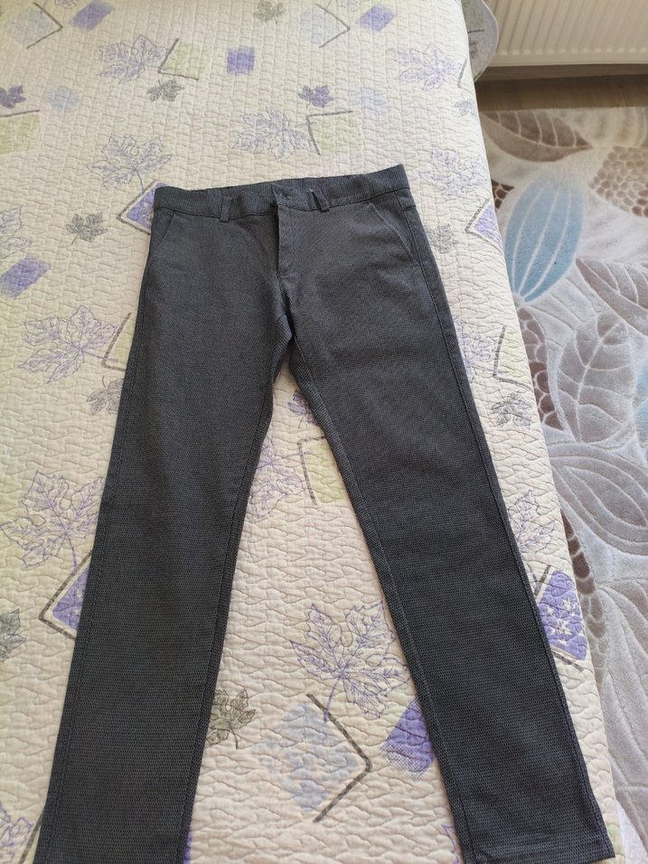 Gri Regular Fit Kemerli Erkek Pantolon - Görsel 4