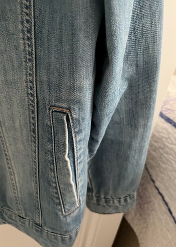 Düğmeli Mavi erkek çoçuk Denim Ceket - Görsel 3