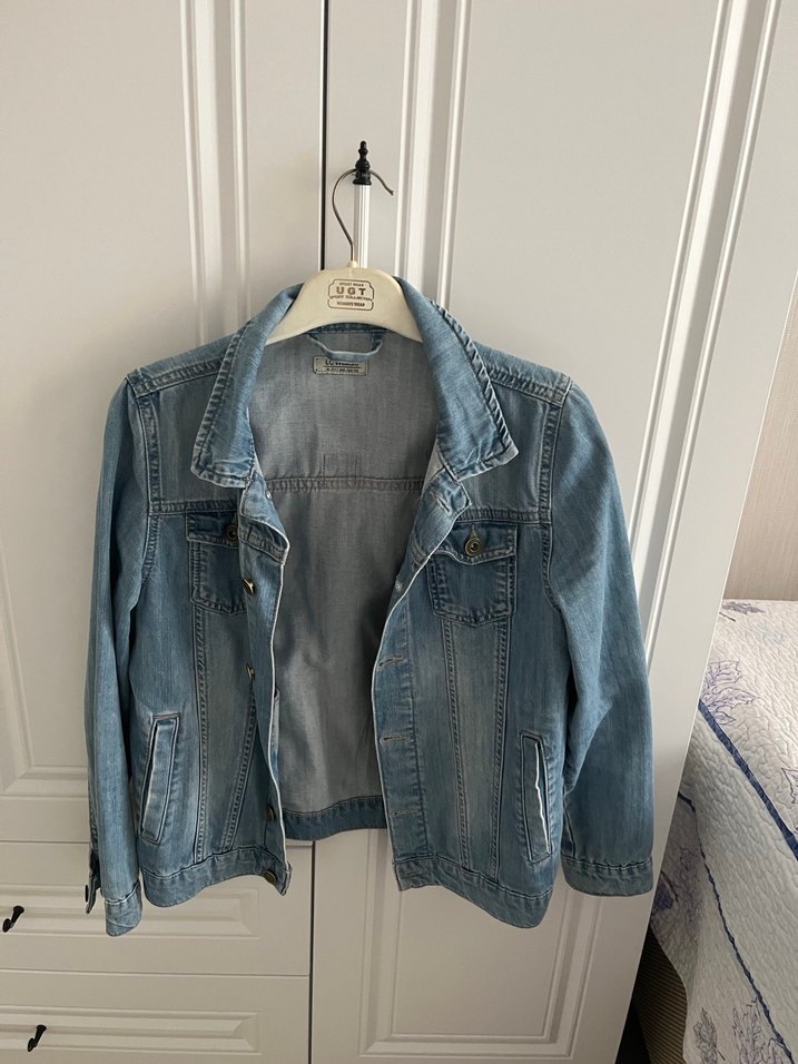 Düğmeli Mavi erkek çoçuk Denim Ceket - Görsel 5