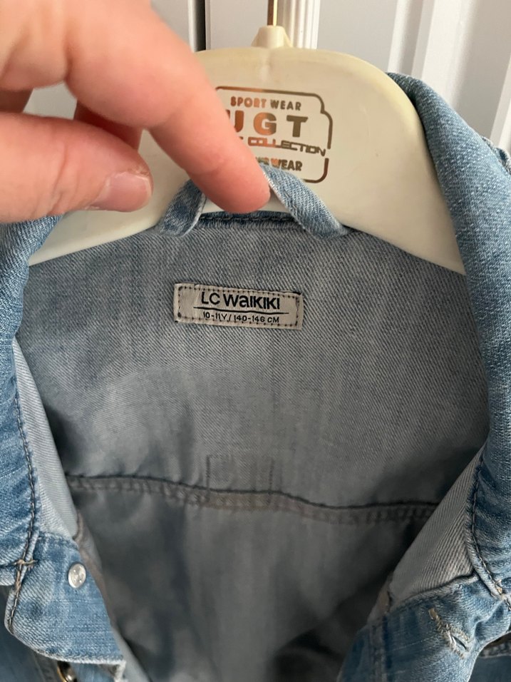 Düğmeli Mavi erkek çoçuk Denim Ceket - Görsel 4