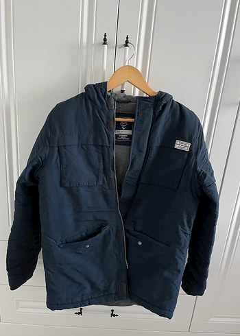 Erkek Çocuk Düğmeli Mavi Kışlık Mont - Görsel 3