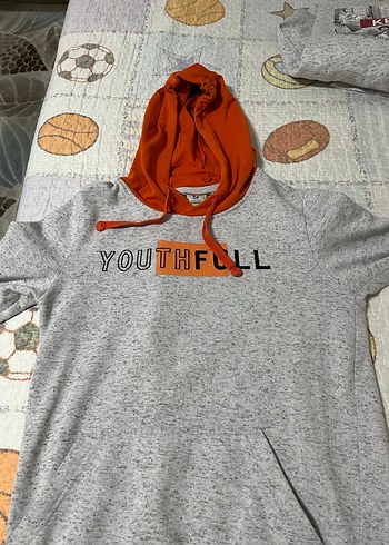 Gri Kapüşonlu erkek defacto 2 adet Sweatshirt - Görsel 3