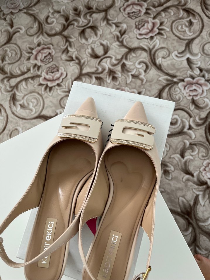 Bej Tokalı Stiletto Topuklu Kadın Ayakkabı - Görsel 5