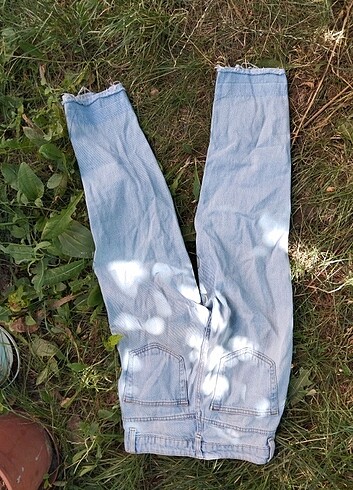 xs Beden mavi Renk Dizi yırtık jean