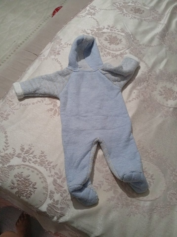 Gri Nakışlı Erkek Bebek Triko Tulum - Görsel 5