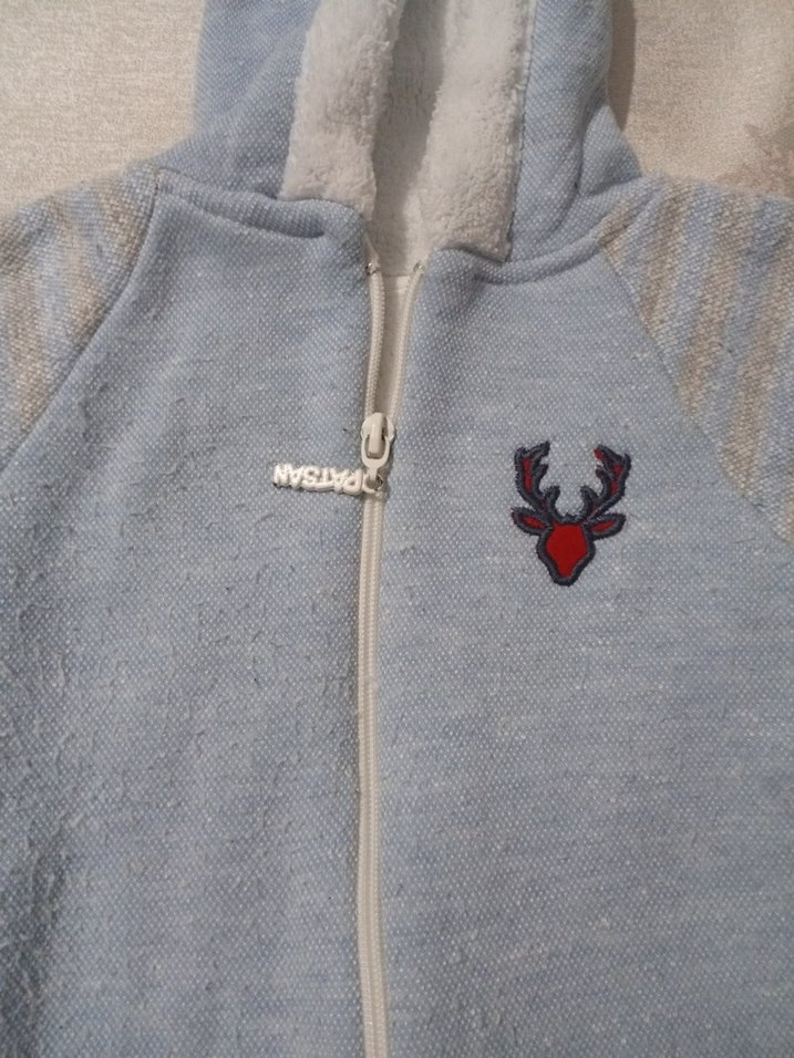 Gri Nakışlı Erkek Bebek Triko Tulum - Görsel 2