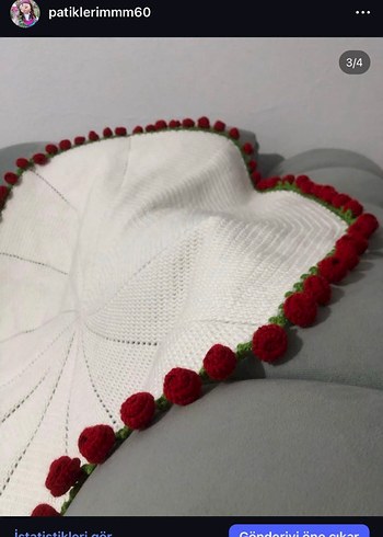 Örgü gül battaniye - Görsel 3