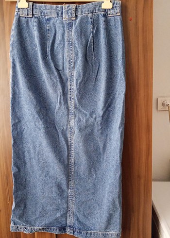 Yırtmaçlı kot etek - Görsel 2