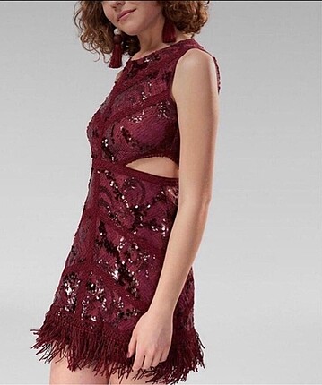 Bordo XS / 34 Trendyol Milla Gece Elbisesi