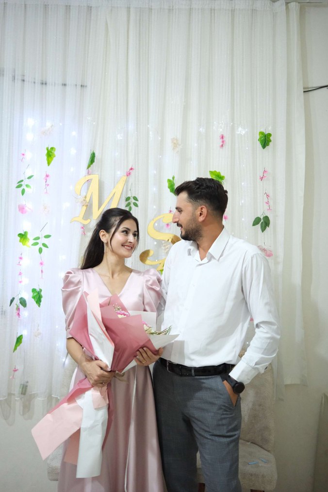 Pembe Düğün Elbisesi, Uzun Kollu, Pofuduk - Görsel 4