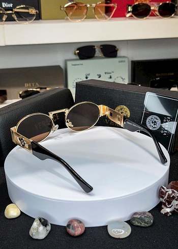 Versace Kahverengi Gold Oval Güneş Gözlüğü - Görsel 3