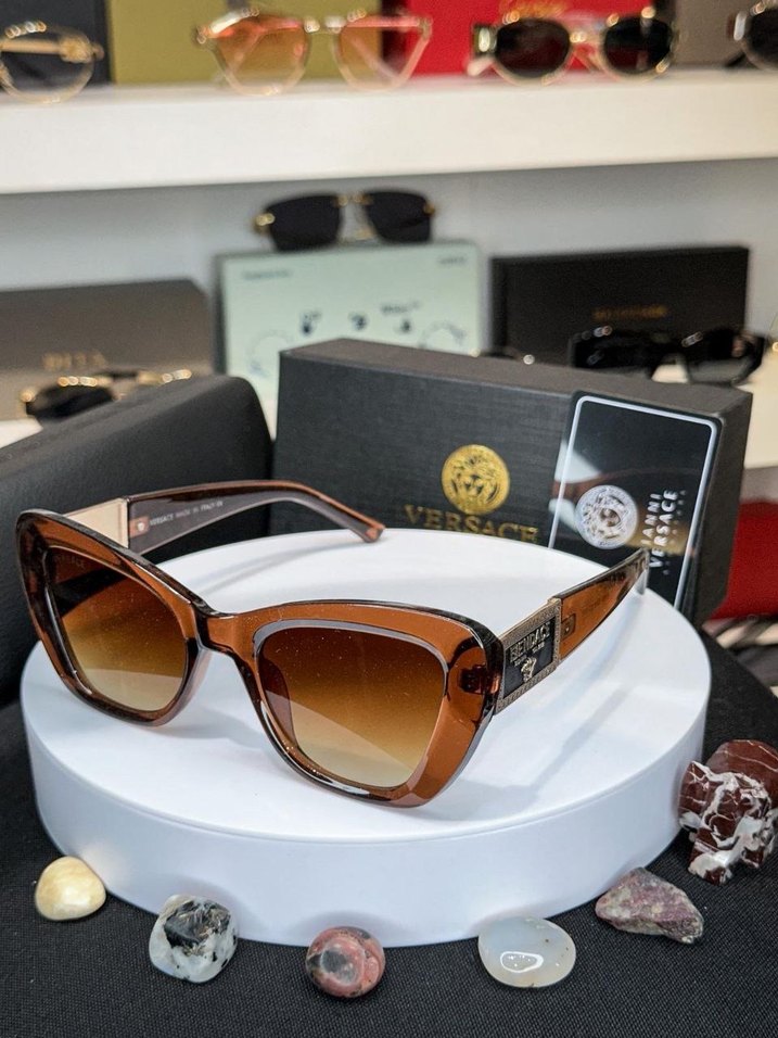 Versace | Cat Eye Kahverengi Transparan Çerçeveli Güneş Gözlüğü - Görsel 2