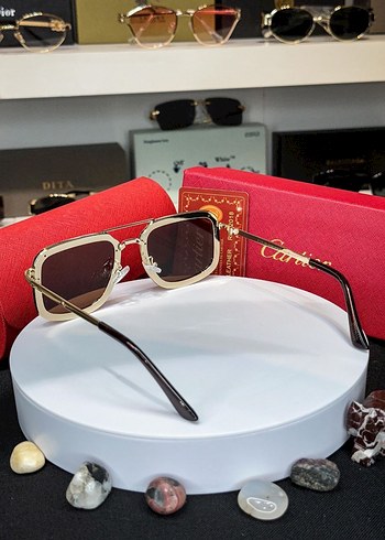 Kahverengi Klasik Cartier Gözlük - Görsel 2