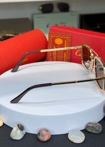 Kahverengi Klasik Cartier Gözlük - Görsel 3