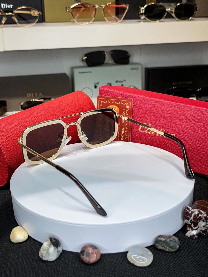 Kahverengi Klasik Cartier Gözlük - Görsel 2