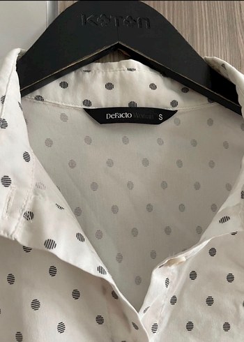 Puantiyeli Vintage Beyaz Gömlek - Görsel 3