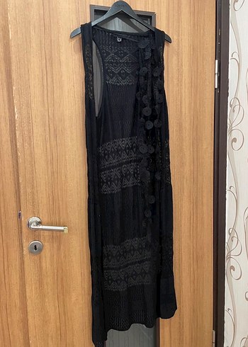 Fularlı Bohem Uzun Yelek / Fileli Hırka - Görsel 3