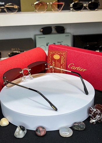Cartier Transparan Kahverengi Güneş Gözlüğü - Görsel 2