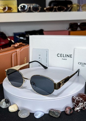 Celine Oval Gold Güneş Gözlüğü Seti - Görsel 3