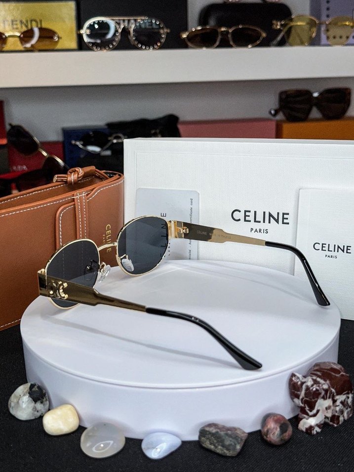 Celine Oval Gold Güneş Gözlüğü Seti - Görsel 4