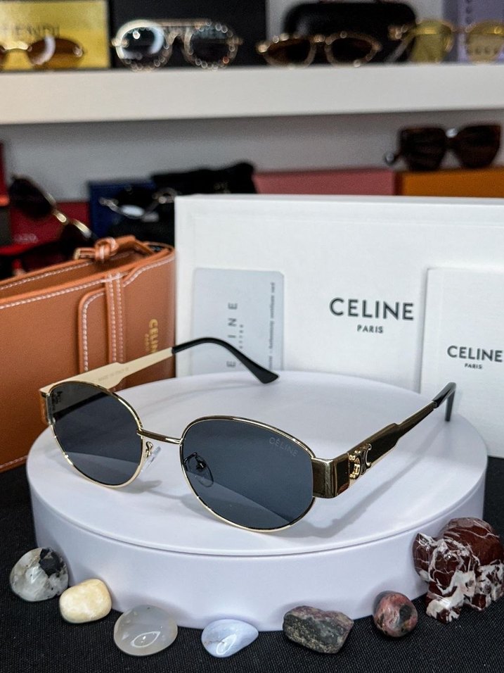 Celine Oval Gold Güneş Gözlüğü Seti - Görsel 3