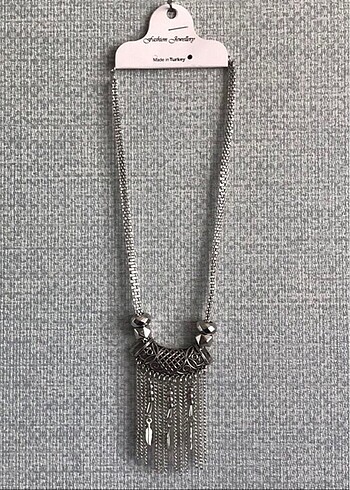 American Vintage Bohem Etnik Püsküllü Vintage Gümüş renk metal Kolye