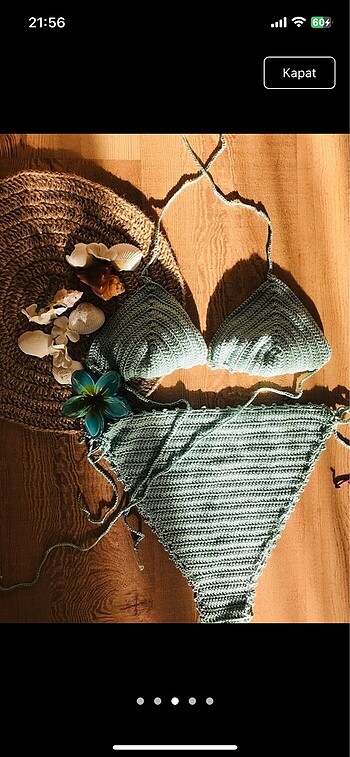 s Beden El örgüsü bikini takımı / mint yeşili