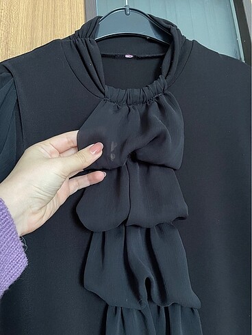 Zara Siyah jarse tül detaylı elbise