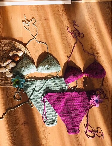 El örgüsü bikini takımı / su yeşili