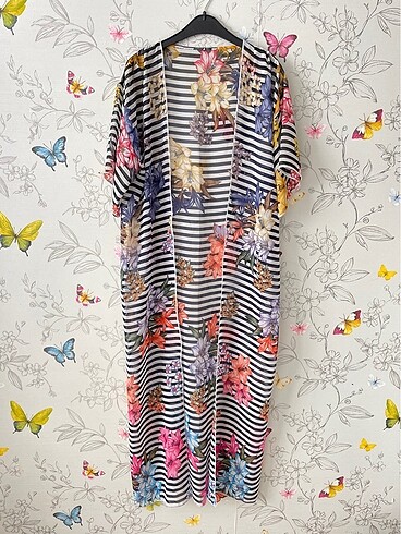 Kimono / Preo , uzun şifon, çiçek desenli