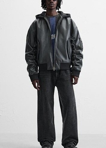 ZARA BOMBER DERİ CEKET MONT ERKEK