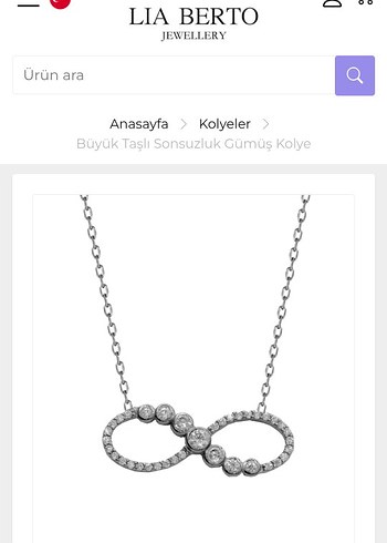 Büyük Taşlı Sonsuzluk Gümüş Kolye - Görsel 2