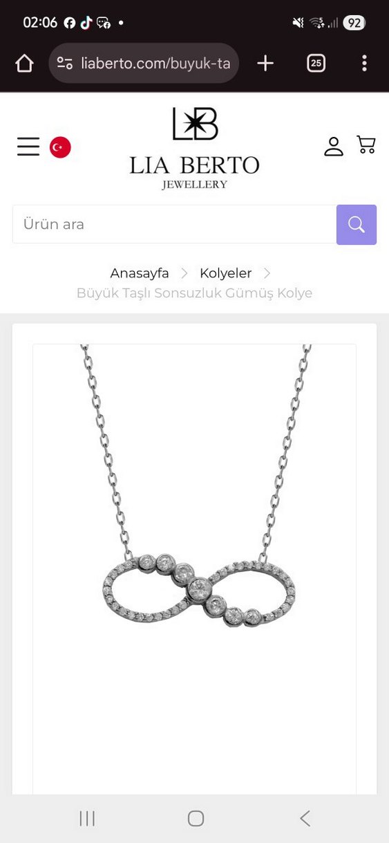 Büyük Taşlı Sonsuzluk Gümüş Kolye - Görsel 2