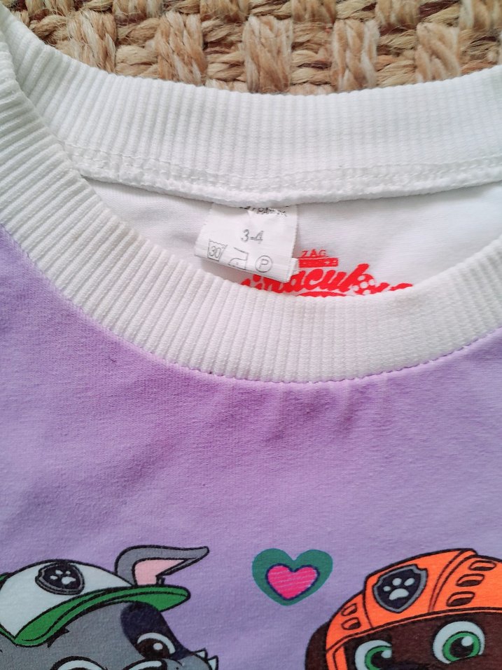 Kız Çocuk Mor Pop Kültür Baskılı Tişört - Görsel 4