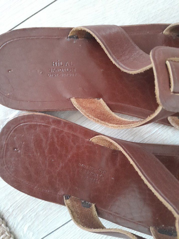 Kahverengi Deri Erkek Sandalet - Görsel 3