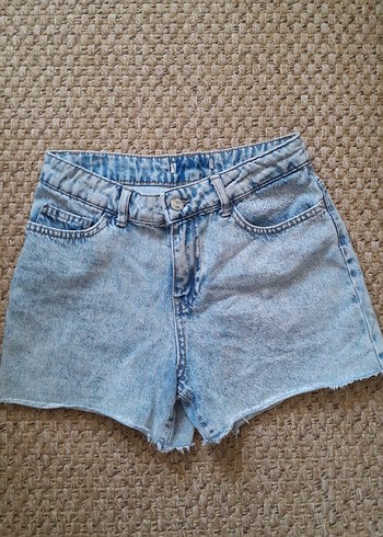Gri Mavi Kadın Mini Jean Şort