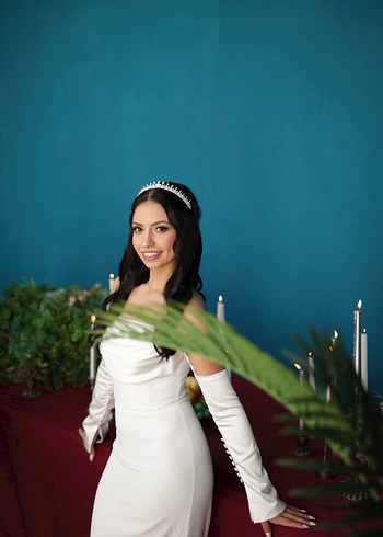 Straplez Uzun Beyaz İsteme/Nikah Elbisesi - Görsel 3