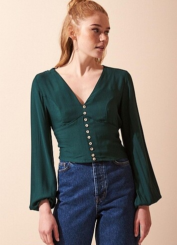 Trendyol & Milla Hiç kullanılmamış yeşil bluz