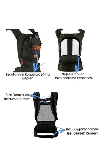 Diğer Ergo mom ergonomik bebek kanguru 4-15 kg