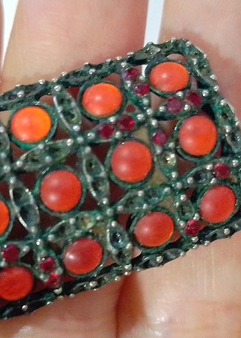 Kırmızı Desenli Vintage KOLYE UCU - Görsel 2