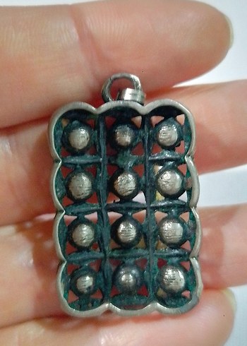 Kırmızı Desenli Vintage KOLYE UCU - Görsel 3