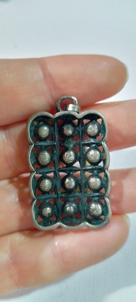 Kırmızı Desenli Vintage KOLYE UCU - Görsel 3